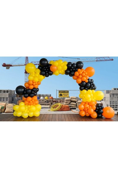 turkuaz parti 60-Piece Construction Concept Balloon Set, Construction Theme Birthday Set