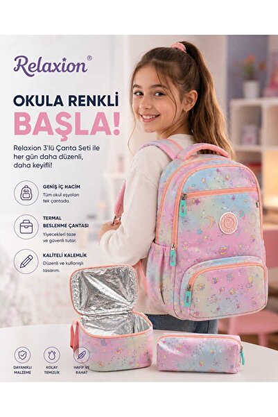 Relaxion 1385 3’lü Okul Çanta Seti – Sırt Çantası + Termal Beslenme Çantası +...
