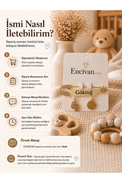 ENCİVA İSME ÖZEL BEBEK YAKA İGNESİ MAVİ YENİDOĞAN BEBEK HEDİYE ANNE BEBEK BAKIM