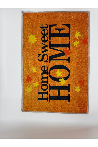 Suare Concept Autumn Leaves Home Sweet Home Door Mat 40X60 cm - Digital Printed Washable Non-Slip Base Mat