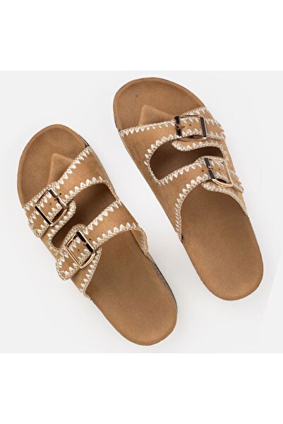 OEM Slapi Buckle Camel cu Barete Duble pentru Femei 40