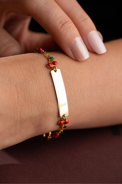 Silvano Jewelry Steel Cherry Model Name-Engravable Children's Bracelet