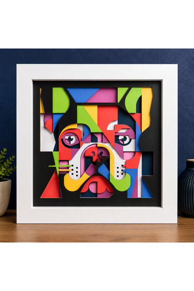 ROKH 🎨 Katmanlı 3D Köpek Tablosu 25x25 cm | Renkli MDF Duvar Dekoru | Modern...