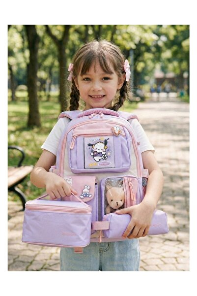 ÇANTA DEPO Plush Toy Detailed 3-Piece Primary School Bag Set - Multi-Compartm...