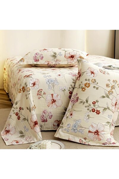 Fashion Story Home King Size Bed Sheet with 2 Pillow Covers Cotton Cloud Desi...