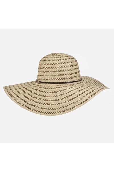 OEM Ecru Brown Hat with Striped & Laces for Women