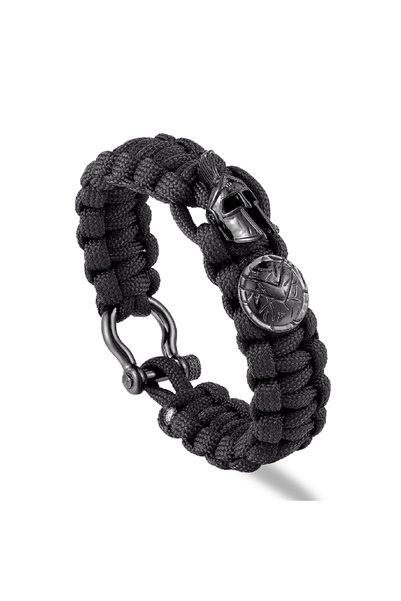 choice2 Black Nordic Outdoor Spartan Warrior Helmet Lanyard Bracelets Men Ant...