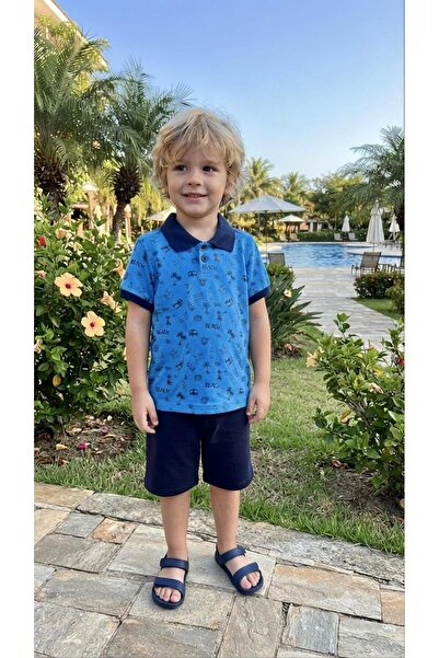 ROLY POLY 3223 Surf Beach Patterned Polo Neck Bermuda Set