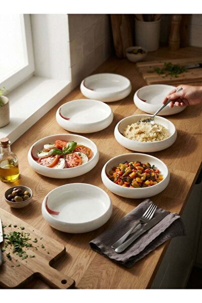 Dove طقم أطباق بورسلين دائرية عميقة بيضاء مكون من 6 قطع، مقاس 6 بوصات (15×15×...