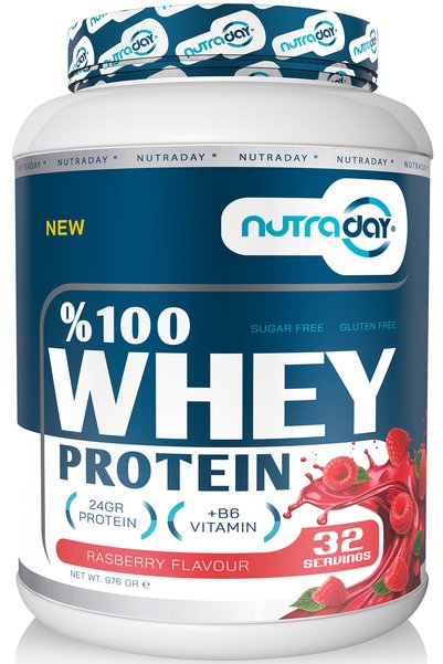 nutraday بروتين مصل اللبن 976 جرام 32 حصة بنكهة التوت 24 جرام بروتين 100% مسح...