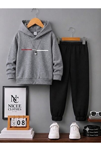NC Nicee Clothes Детски унисекс анцуг комплект (на червено-бели райета, с при...