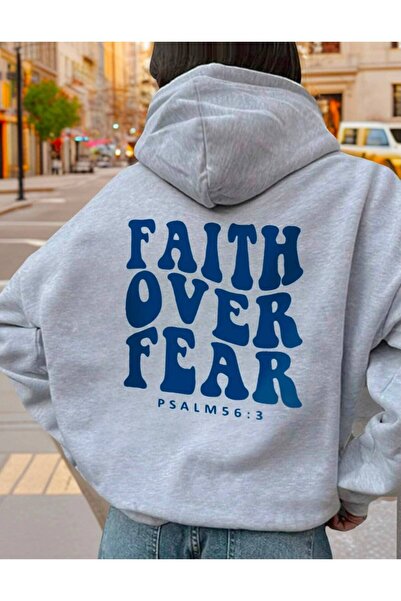 LELVANİ Faith over Fear Psalm56;3 Printed Hoodie Sweatshirt