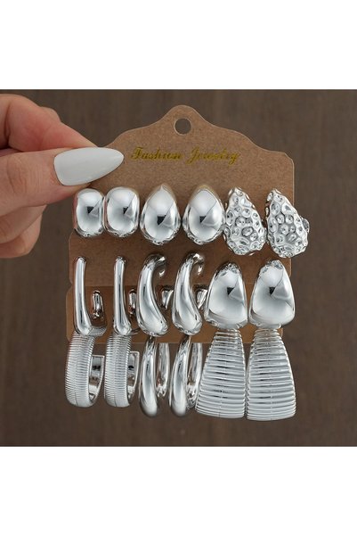 Choice1 مجموعة من 18 قطعة من أقراط AYASilver1 على شكل قطرة ماء بتصميم عتيق لل...