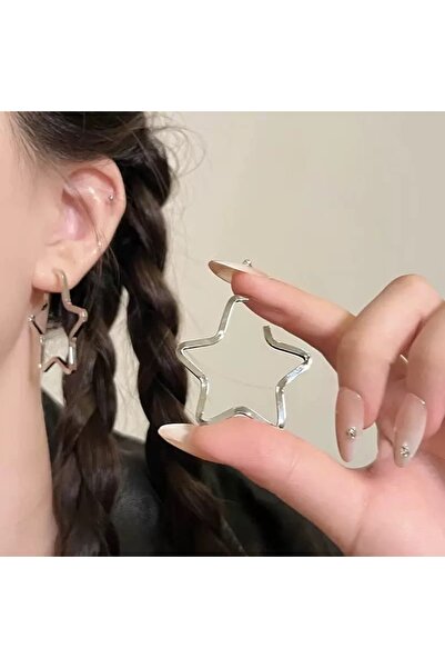Heda Jewelry أقراط على شكل نجمة - أقراط دائرية على شكل نجمة من الفولاذ المقاو...