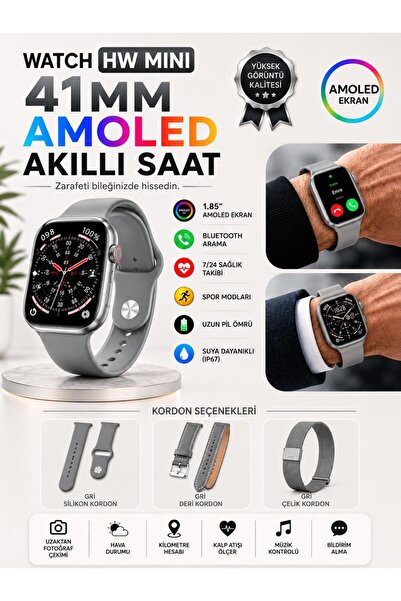 howear HW-MINI Akıllı Saat AMOLED Ekran Bluetooth Arama Kalp Atışı SpO2 Spor ...