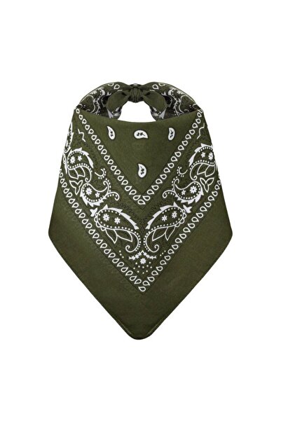 CATIANO Bandana Esarfa din Bumbac Kaki Paisley 54x54cm