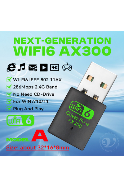 Choice Model A 1PCS WiFi6 USB Wireless Network Card 2.4G High-Speed AX300 Dri...