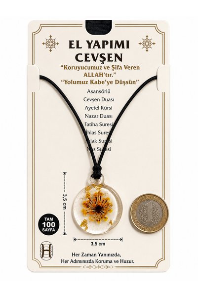 hennadibace Epoxy Round Neck Cevşeni (Handcrafted) Cevşenül Kebir,Nazar Ayeti,Ayetel Kürsi,Felak and Nas Surahs,Spiritual Armor