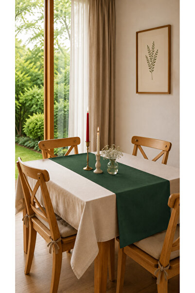 Priene Green Velvet Textured Runner 33 X 220 cm