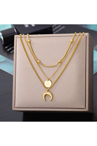Choice 45cm N04307 Fashion Moon Pendant Necklaces For Women Stainless Steel M...