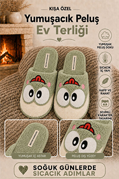 Behtah Kundura Women's Plush House Slippers with Big-Eyed Frog Figure, Dowry ...