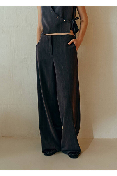 Mango Teen Diplomatik çizgili wide leg pantolon