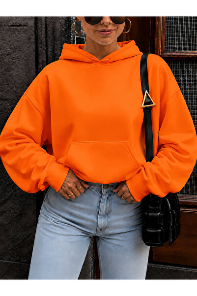 New Shine Solid Color Cotton Women's Sweatshirt