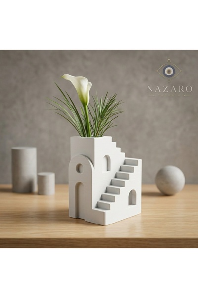Nazaro Terra Merdivenli Mimari Dekoratif Vazo & Kuru Çiçeklik