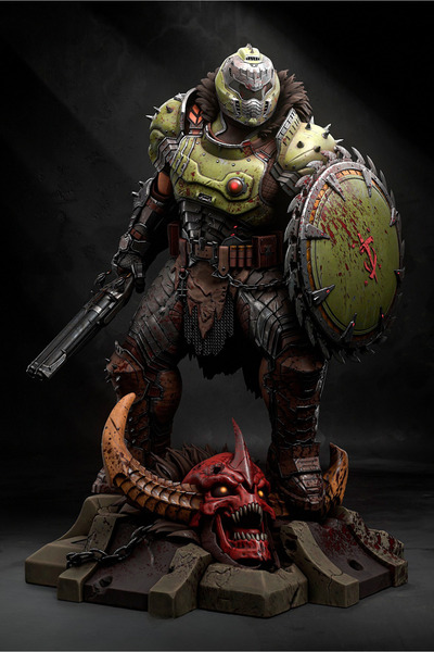 Anka Atolye Doom Slayer Figür (30cm) - DOOM Profesyonel Airbrush Boyalı 3D Re...