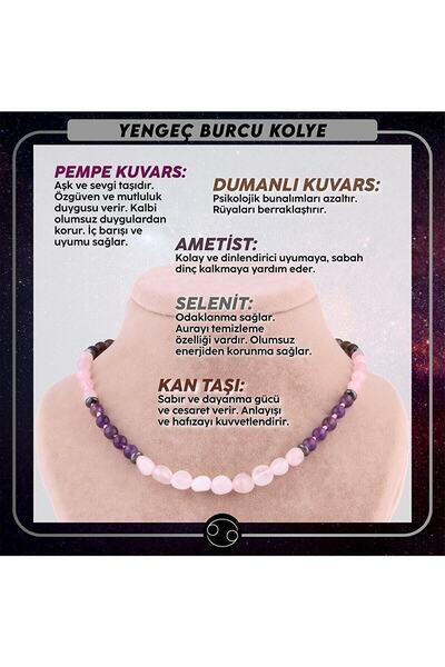 c-bhadu naturel Cancer Zodiac Natural Stone Pendant (Pink Quartz, Amethyst, B...