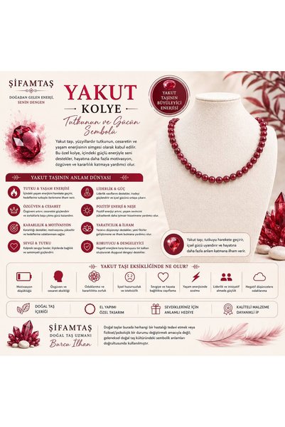 ŞİFAMTAŞ Ruby Natural Stone Necklace
