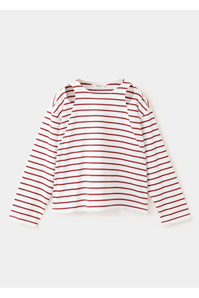 MANGO Kids Cut-out striped T-shirt