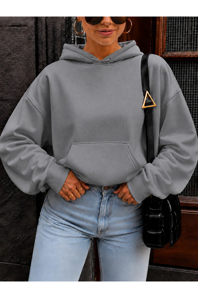 New Shine Solid Color Cotton Women's Sweatshirt