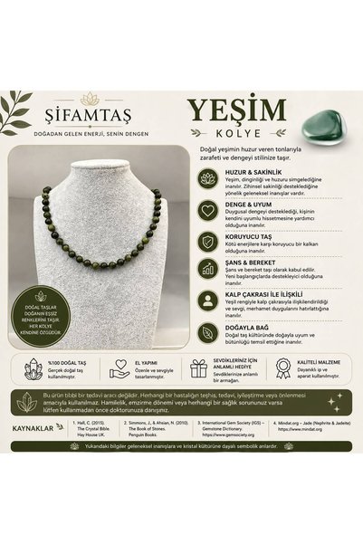 ŞİFAMTAŞ Jade Natural Stone Necklace