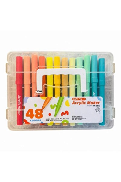 SIKS Set de markere acrilice pentru școală, 48 de piese cu vârf tip pensulă, ...