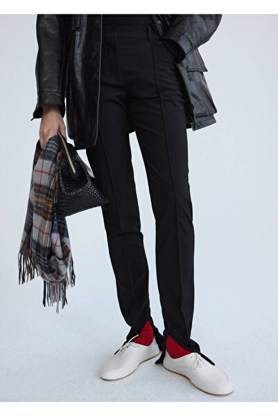 MANGO Woman Wool trousers with hem slits