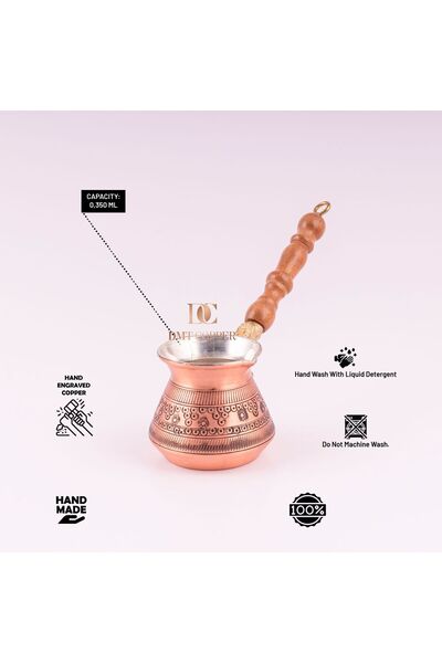 DMT COPPER HOME 2-3 Person Handmade Embroidered Pewter Thick Copper Coffee Pot