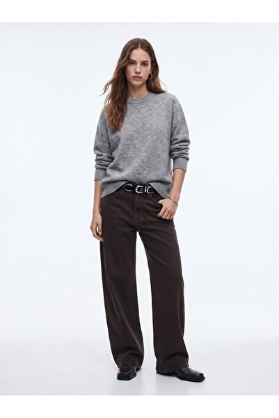 Ltb Regular Fit Crew Neck Knitwear Gray Sweater