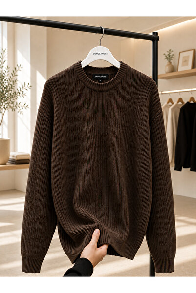 DepoExport Women's Premium Oversize Soft Crew Neck Knitwear Sweater