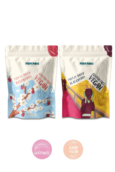 Freeze Dried Ahududu ve Böğürtlen- Dondurularak Kurutulmuş Ahududu ve Böğürtlen – 2 Paket