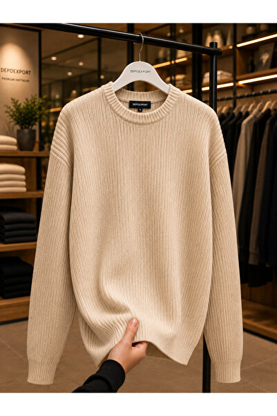 DepoExport Women's Premium Oversize Soft Crew Neck Knitwear Sweater