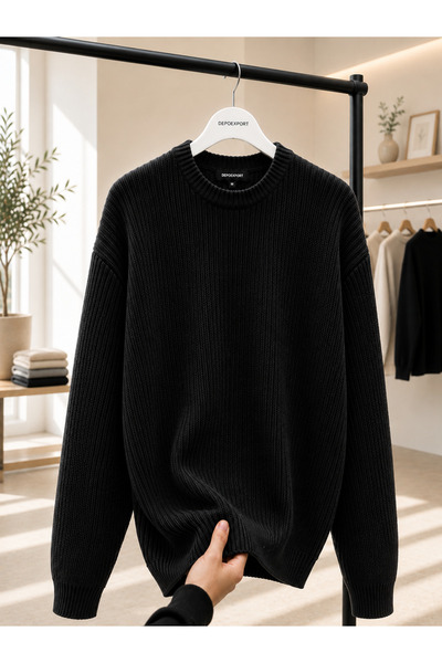 DepoExport Women's Premium Oversize Soft Crew Neck Knitwear Sweater