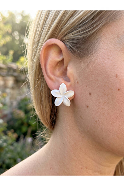 Fullment Earrings Sacred Elegance of Love and Purification with Plumeria Alba...