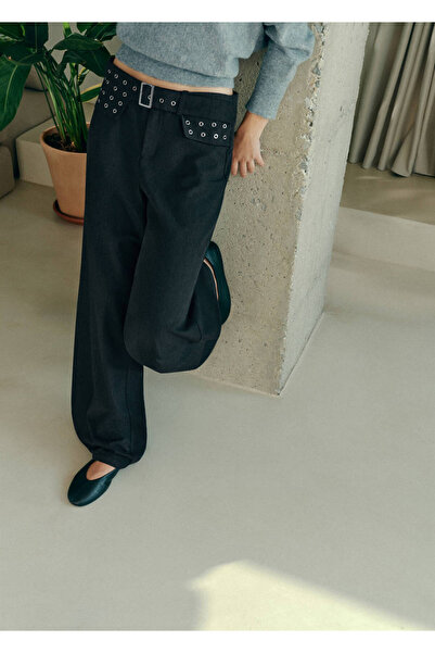 Mango Teen Eyeletted trousers with a belt