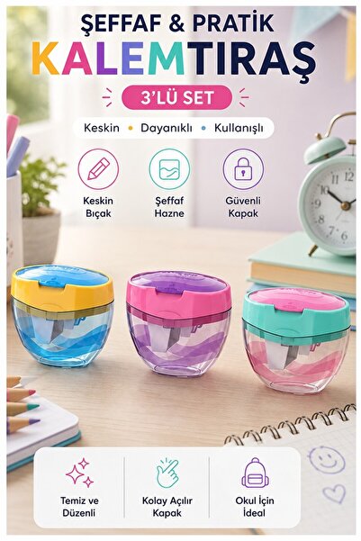 Artmaster مبراة أقلام ملونة بألوان الباستيل 3 قطع كيرودو 972414 مبراة أقلام ب...