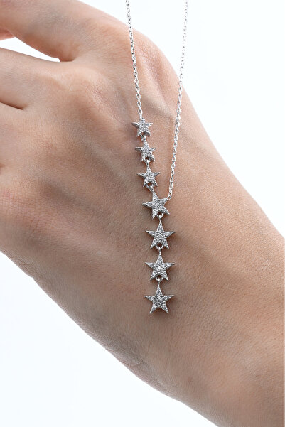 Silvano Jewelry 925 Ayar Gümüş Rodyum Kaplama Kayan Yıldız Kolye
