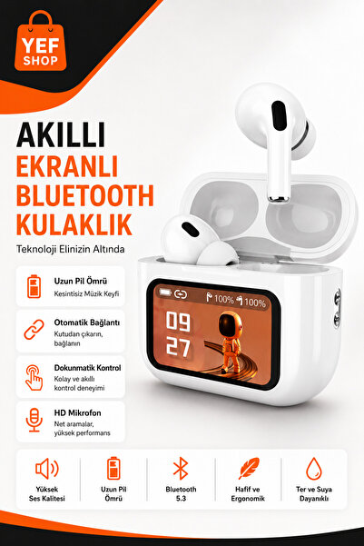 YEF SHOP Air Pro 2 Dokunmatik Ekranlı Bluetooth Kulaklık Tüm Telefonlara Uyumlu