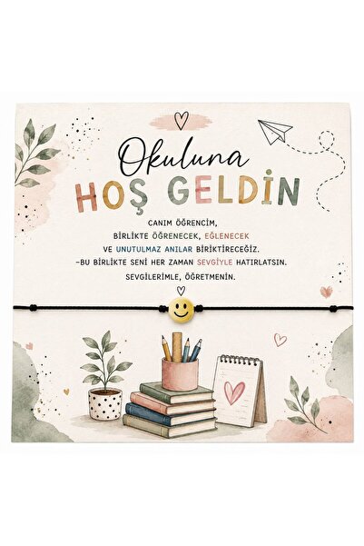 Loyapink OKULUNA HOŞ GELDİN, Okula, Sınıfına Hoş geldin Hediyesi ipli Gülen Y...