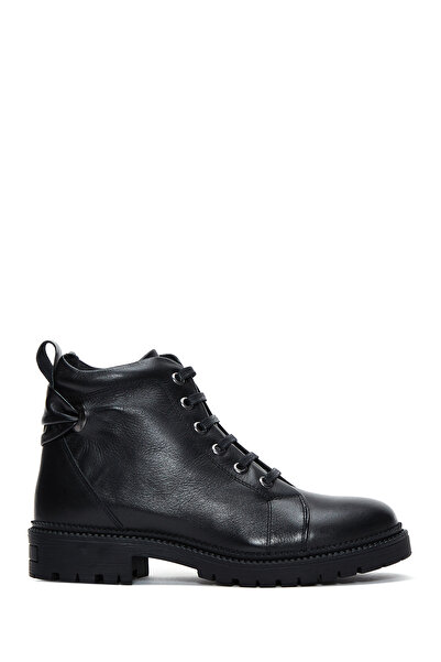 Derimod Women's Black Zippered Leather Boots Wf410006Dv