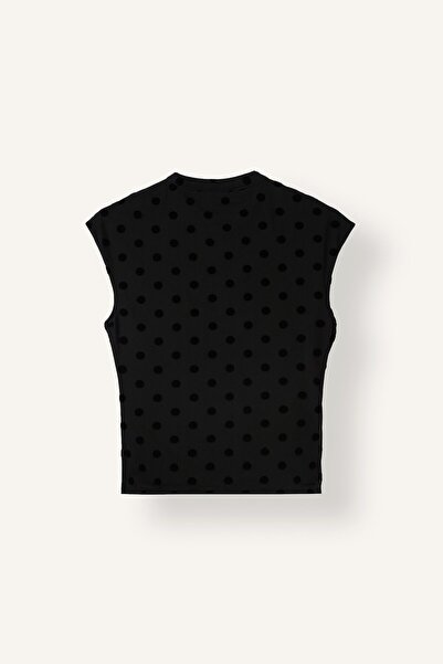 DeFacto Slim Fit Polka Dot Half Turtleneck Tulle T-Shirt I8182Ax26Au